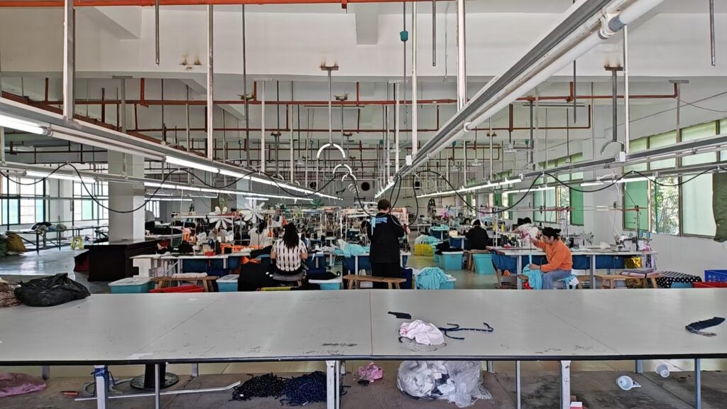 Garment sewing workshop at YATAI CLOTHING in Humen, Dongguan